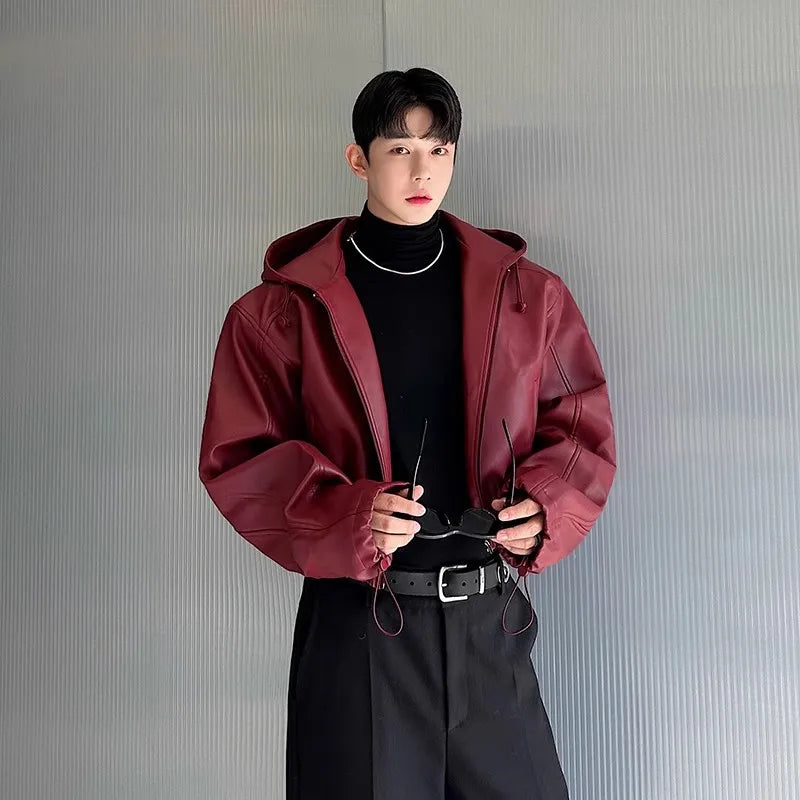 Cyberpunk Hooded PU Leather Jacket