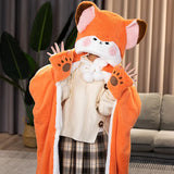 Cartoon Cute Seal Cat Hooded Blanket