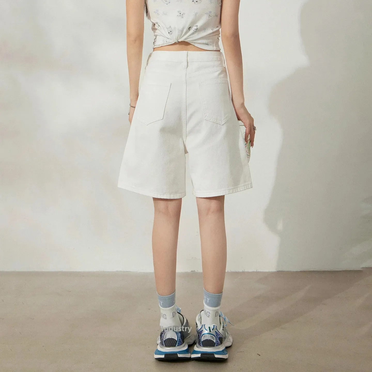Retro High Waist Wide Leg Jorts