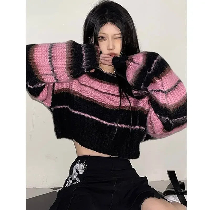 Y2K Pink Cropped Sweater