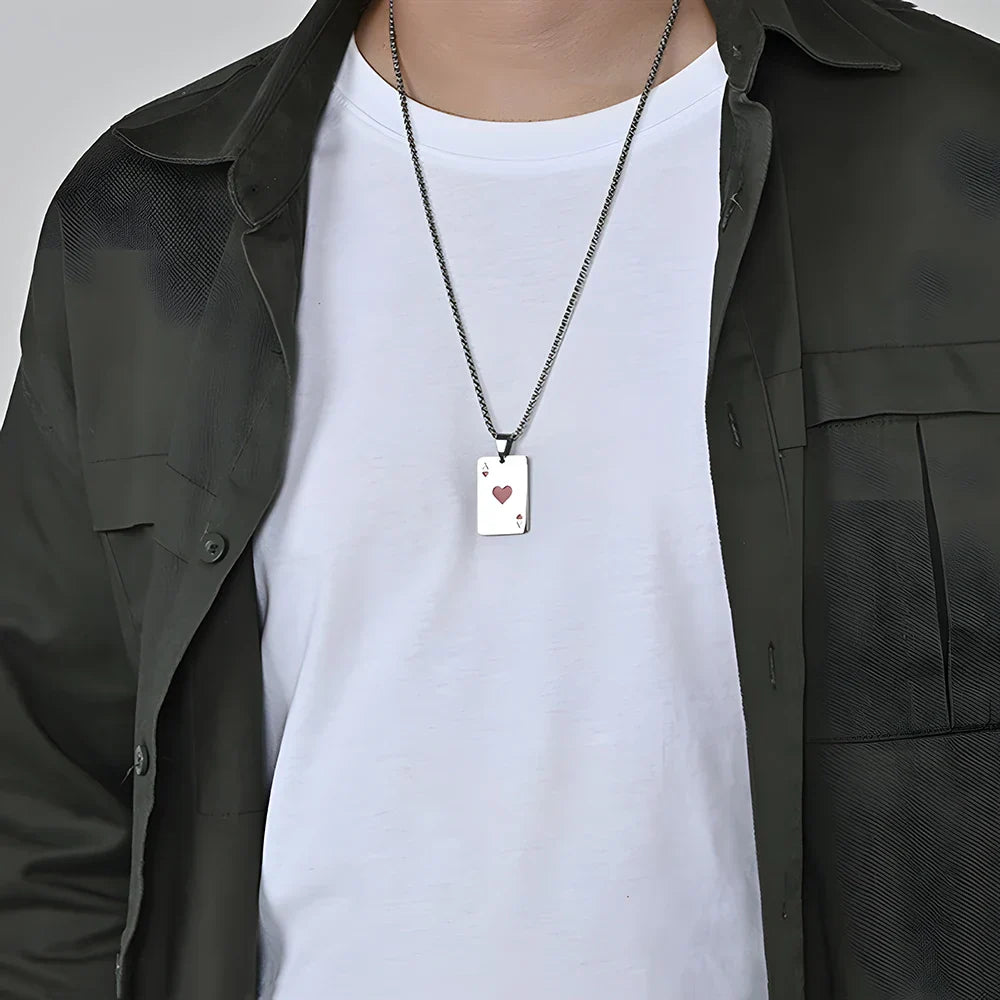 Stainless Steel Poker Card Necklaces