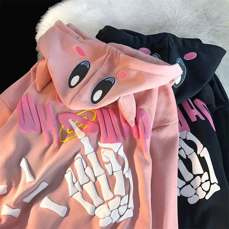 Devil Embroidery Japanese Sweet Loose hoodies