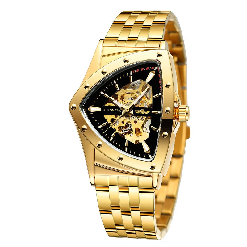 Triangle Skeleton Stainless Steel Watch