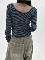 Striped U-Neck T-Shirt