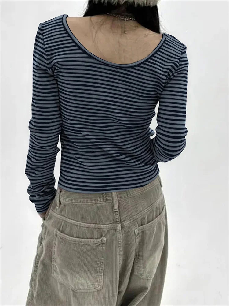 Striped U-Neck T-Shirt