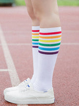 Calf Lolita Girl Rainbow Socks