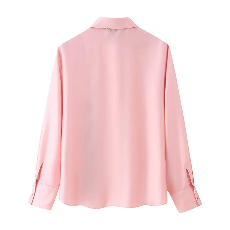 Floral Print Pink Satin Shirt