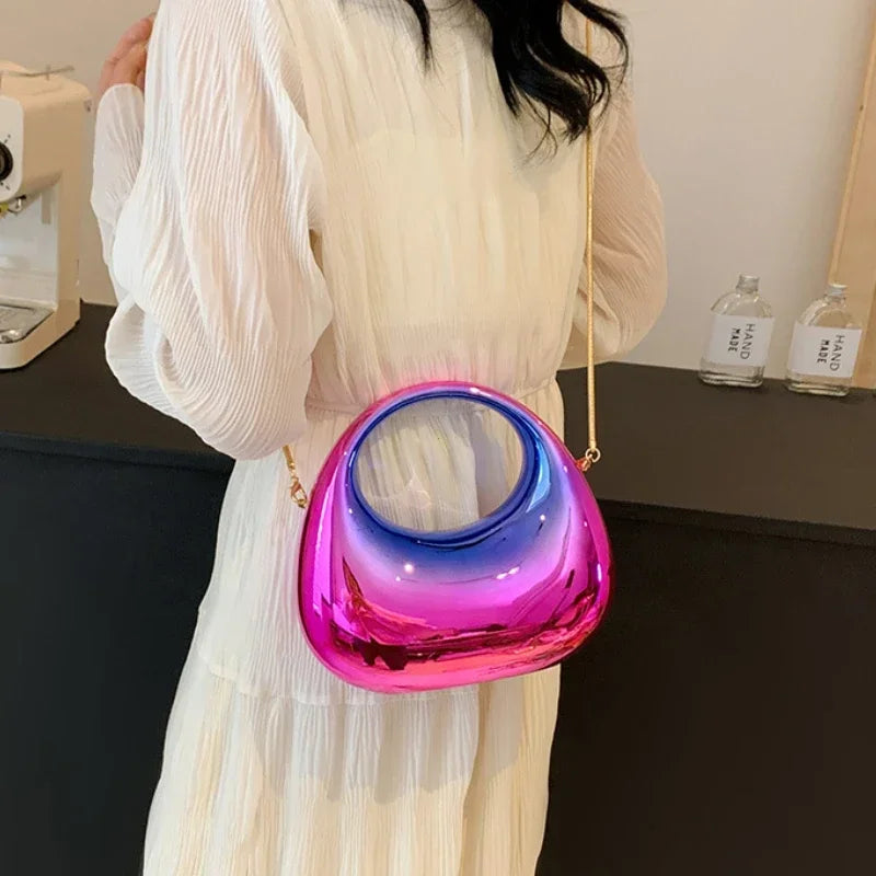 Shiny Modern Crescent Handbag