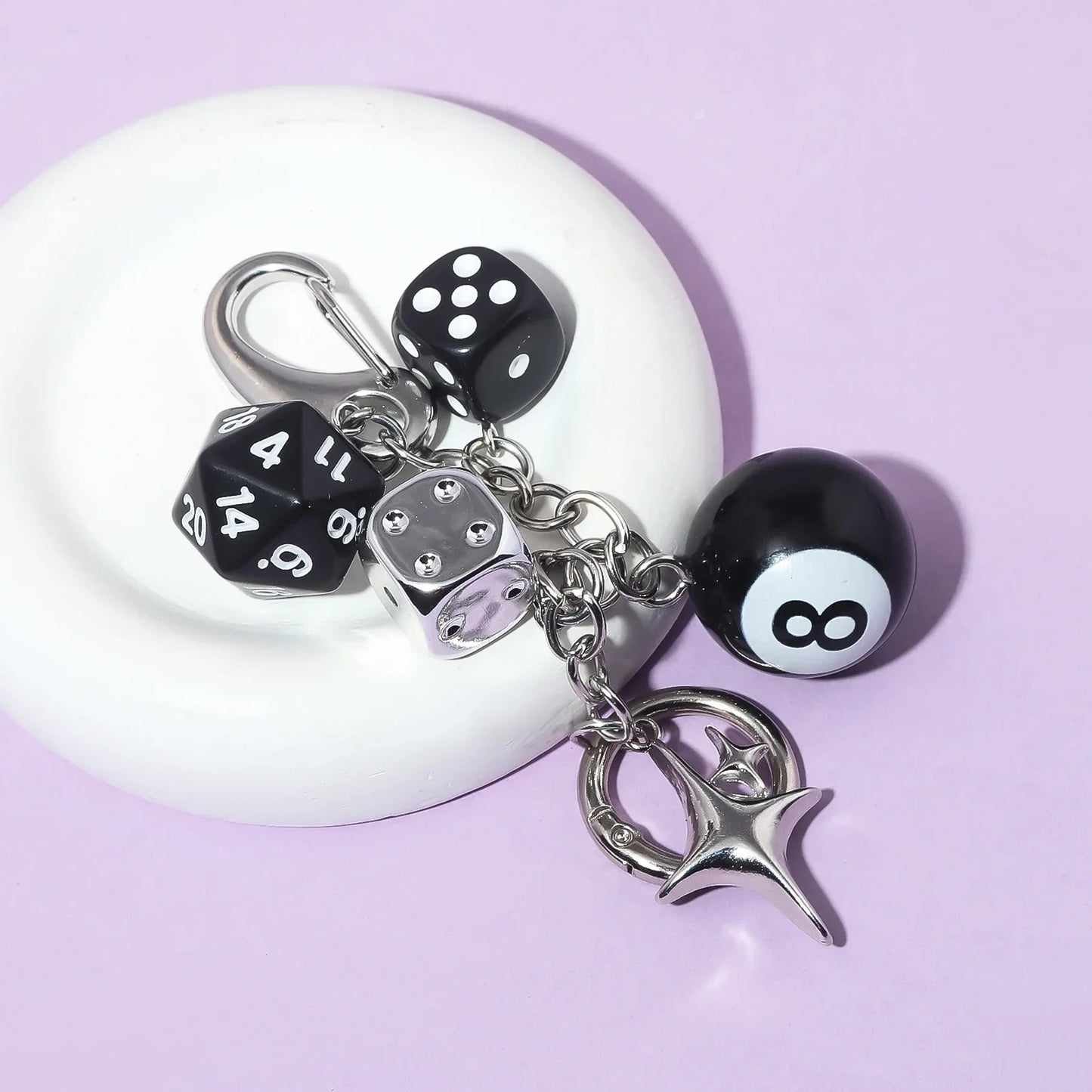 Y2k Dice Billiards Keychain