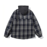 Hooded Plaid Pocket Puffer Jacket