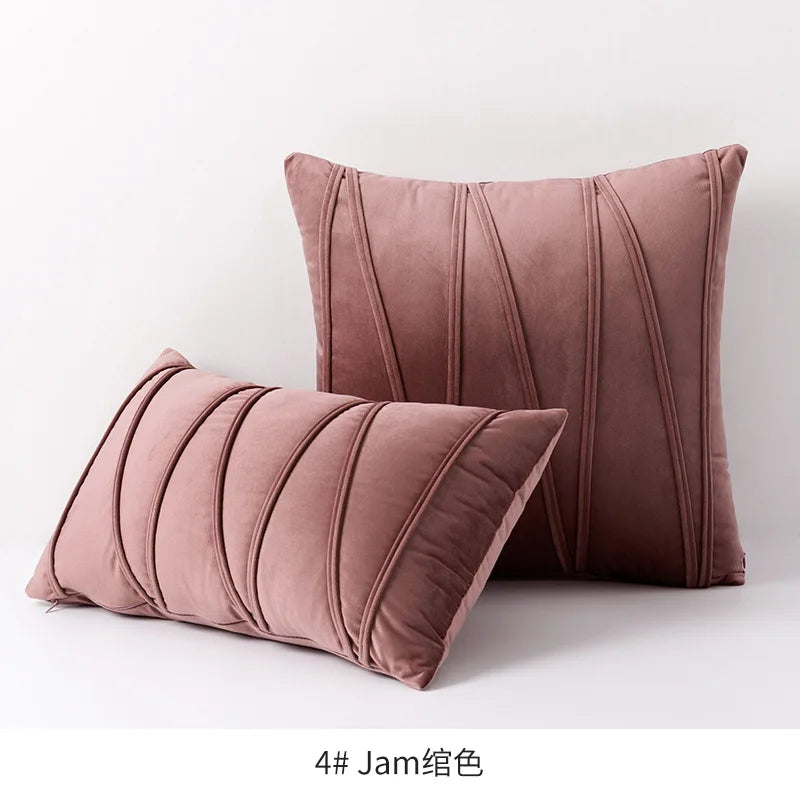 Orange Stripe Velvet Throw Pillow Cover