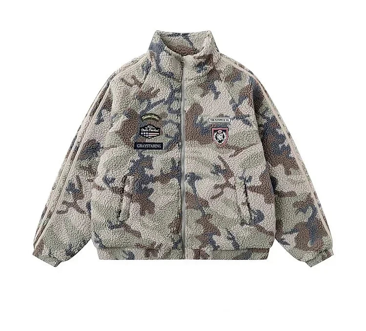 Fleece Camouflage Lamb Wool Coat