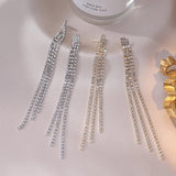 Long Shiny Full Crystal Rhinestone Earrings