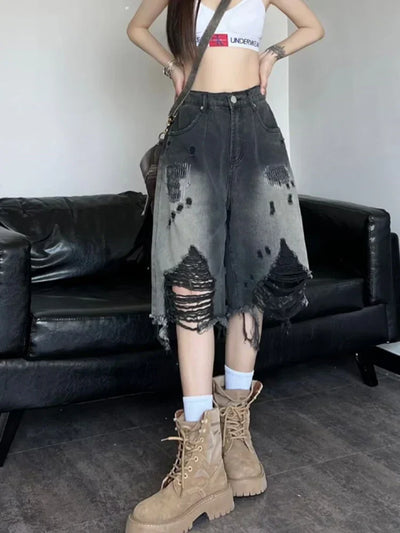 Y2K Ripped Washed Jorts