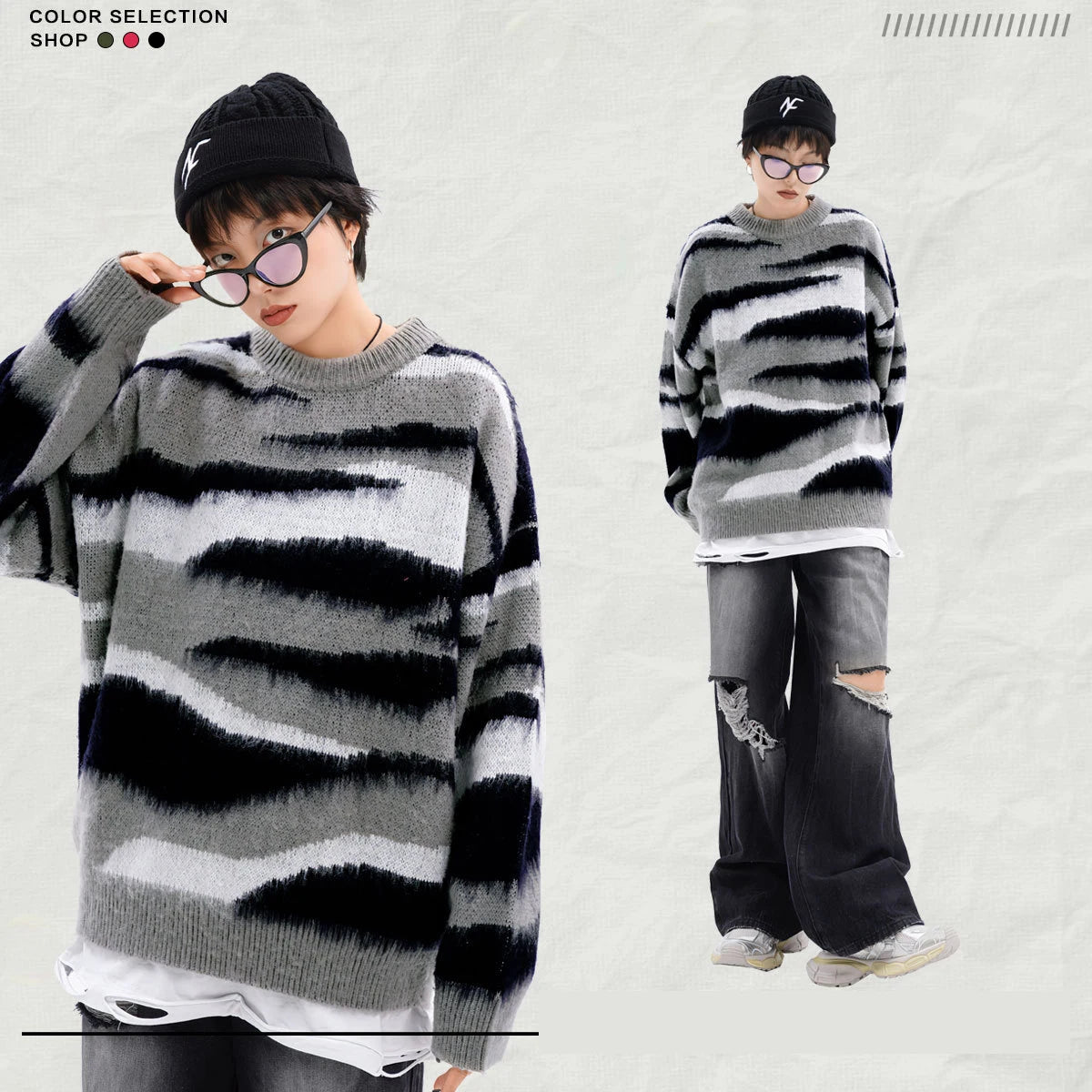 Zebra Pattern Cozy Sweater