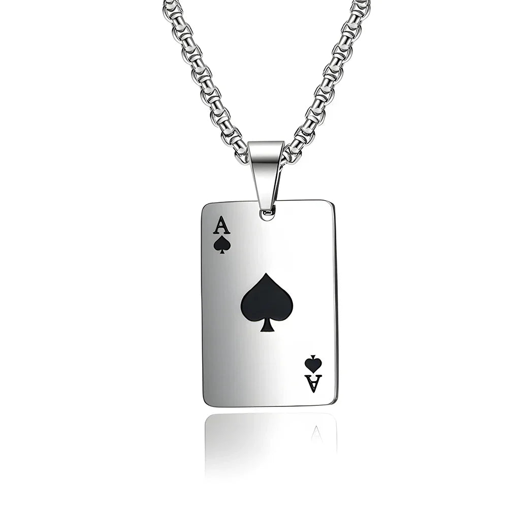 Stainless Steel Poker Card Necklaces