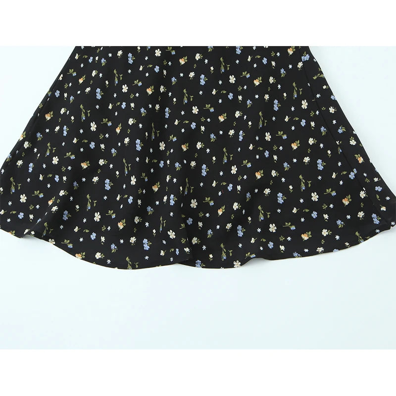 Black Floral Halter Sexy Backless Dress
