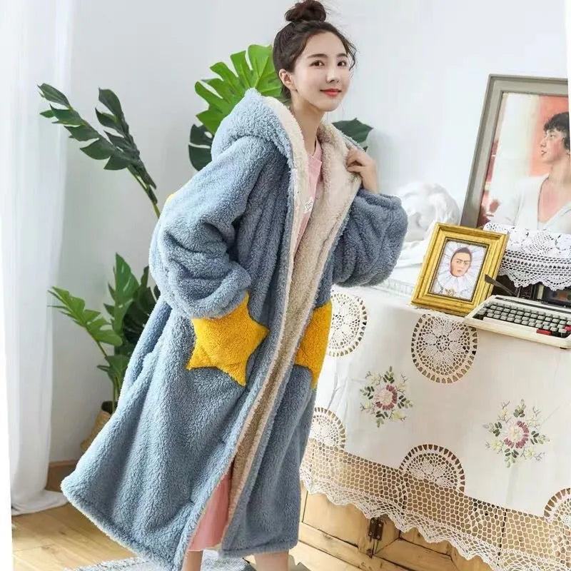 Star Coral Fleece Hooded Home Wear