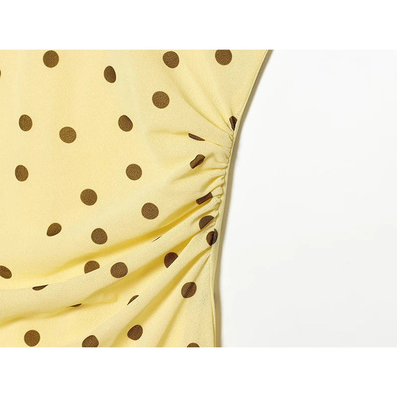 Flowy Yellow Polka Dot Maxi Dress