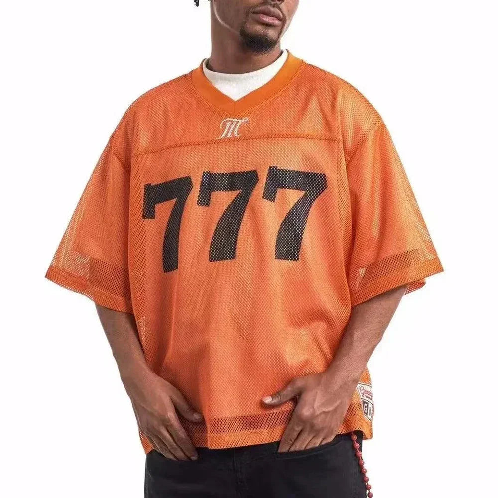777 Breathable Mesh Hollow Retro T-Shirt