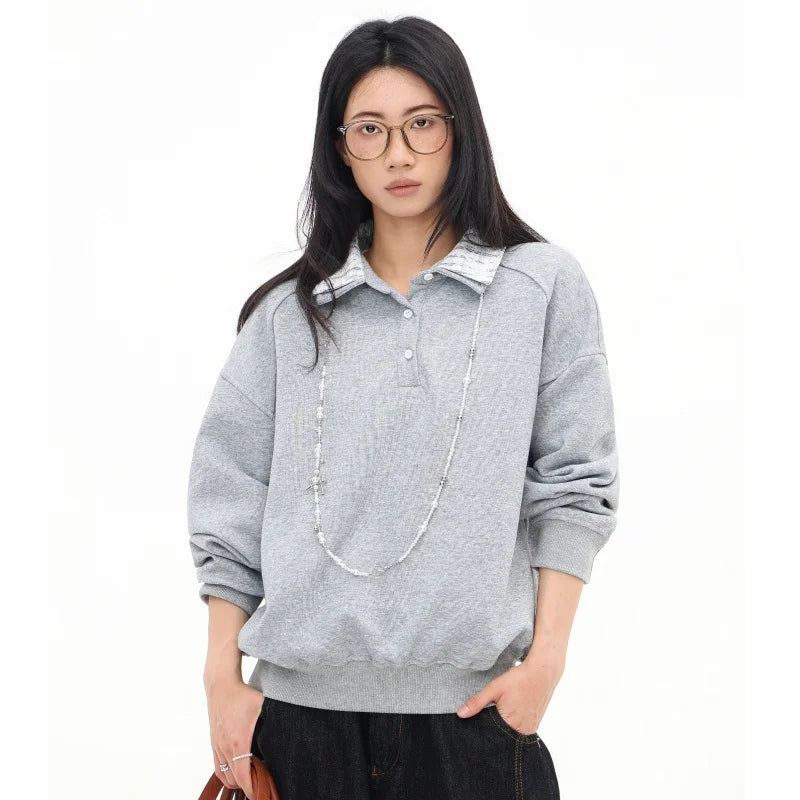 Graues Oversize-T-Shirt mit Farbblock-Design