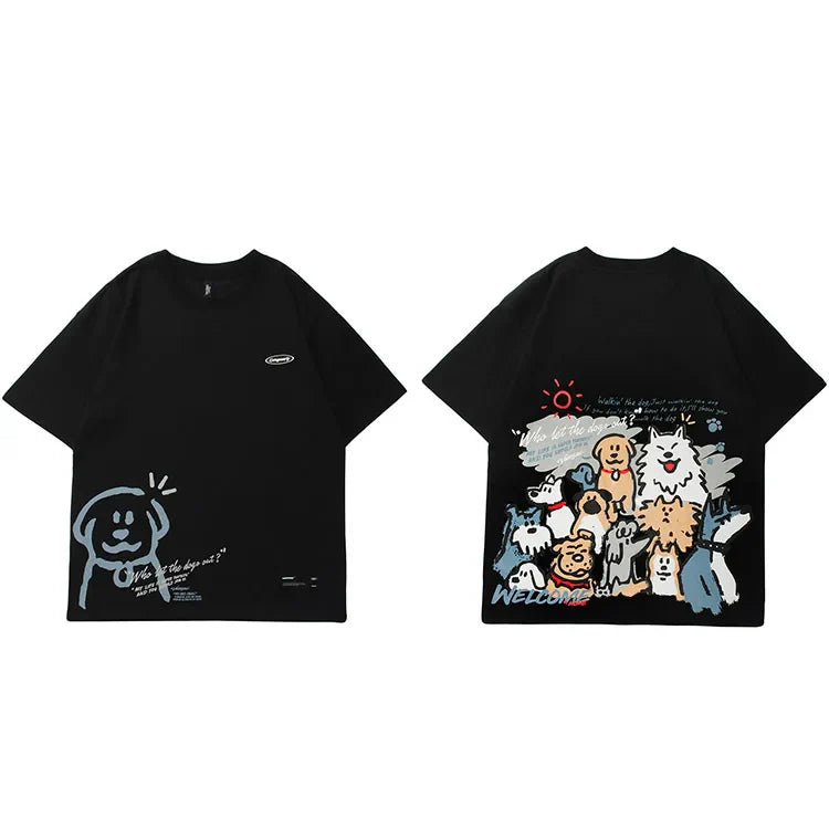 Lustiges Hip-Hop-Cartoon-Hunde-T-Shirt