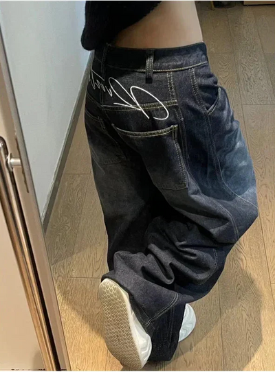 Vintage schwarze Low-Waist-Jeans