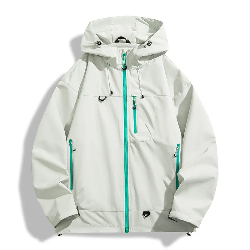 Solid Color Waterproof High Collar Windbreaker Jacket