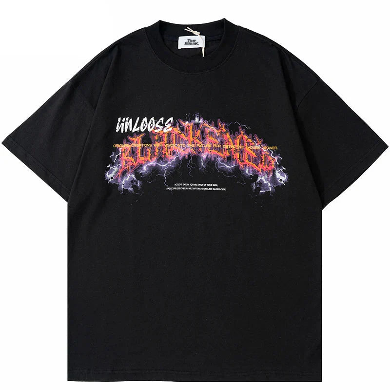 T-Shirt mit Blitz- und Buchstabenprint
