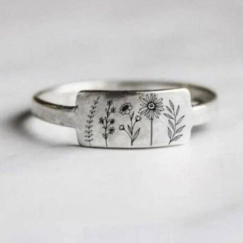 Wildflower Steel Vintage Ring