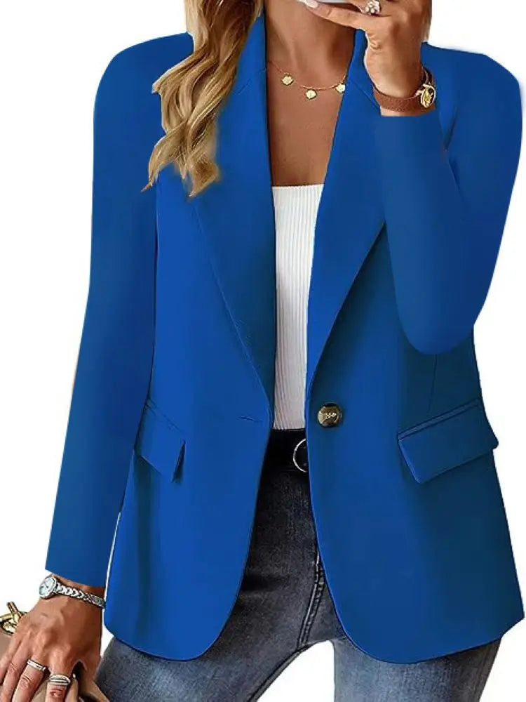 Women's Solid Button Suit Coat