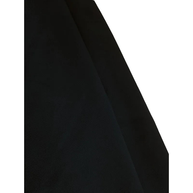 Solid Black Elastic Waist Baggy Pants