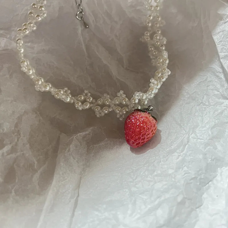 Couquette Sweet Strawberry Necklace