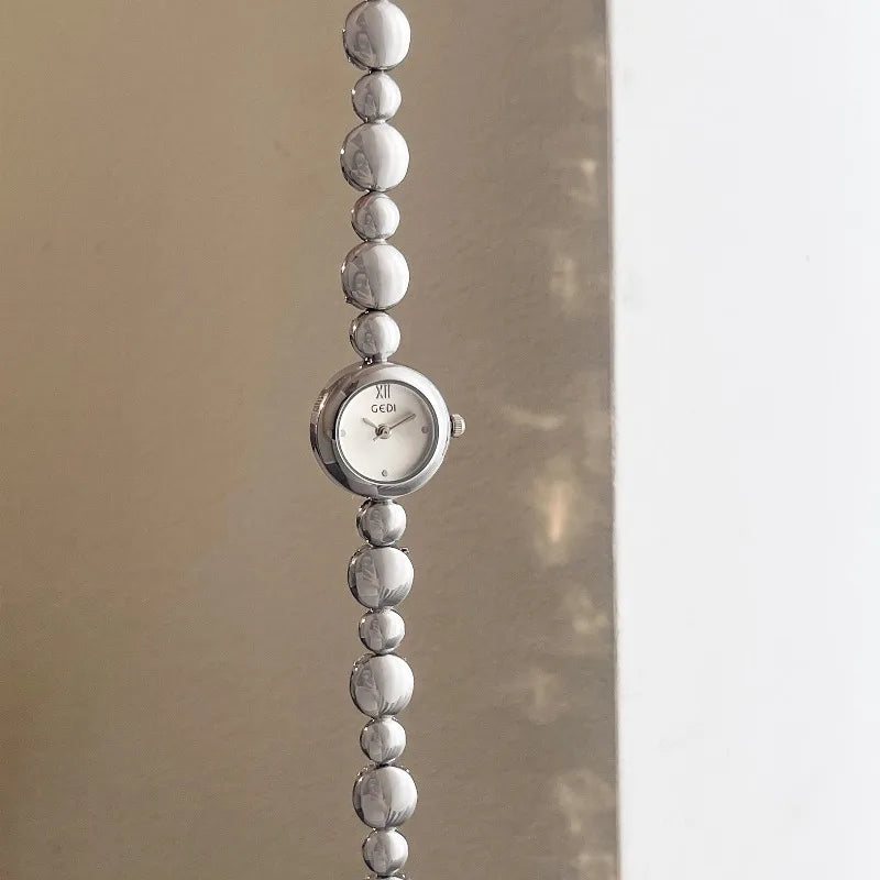 Ladies Silver Bracelet Round Quartz Watch