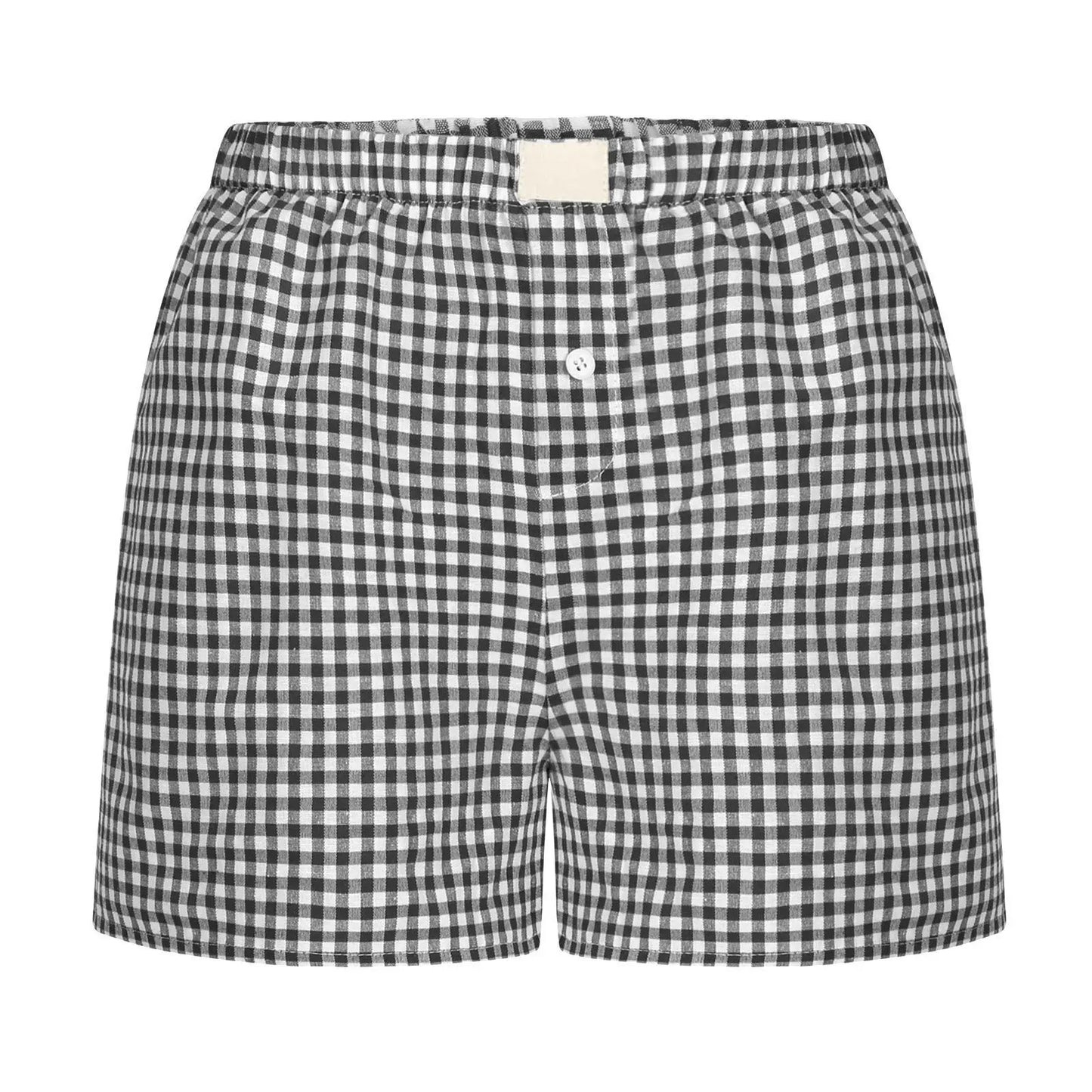 Elastic Waistband Gingham Boxer Shorts T-Shirt