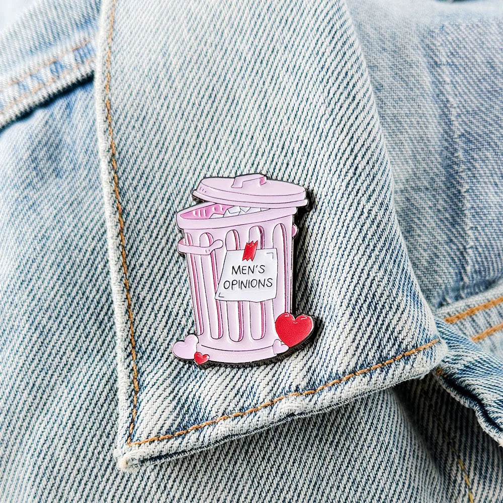 Men's Opinions Pink Trash Can Brooch