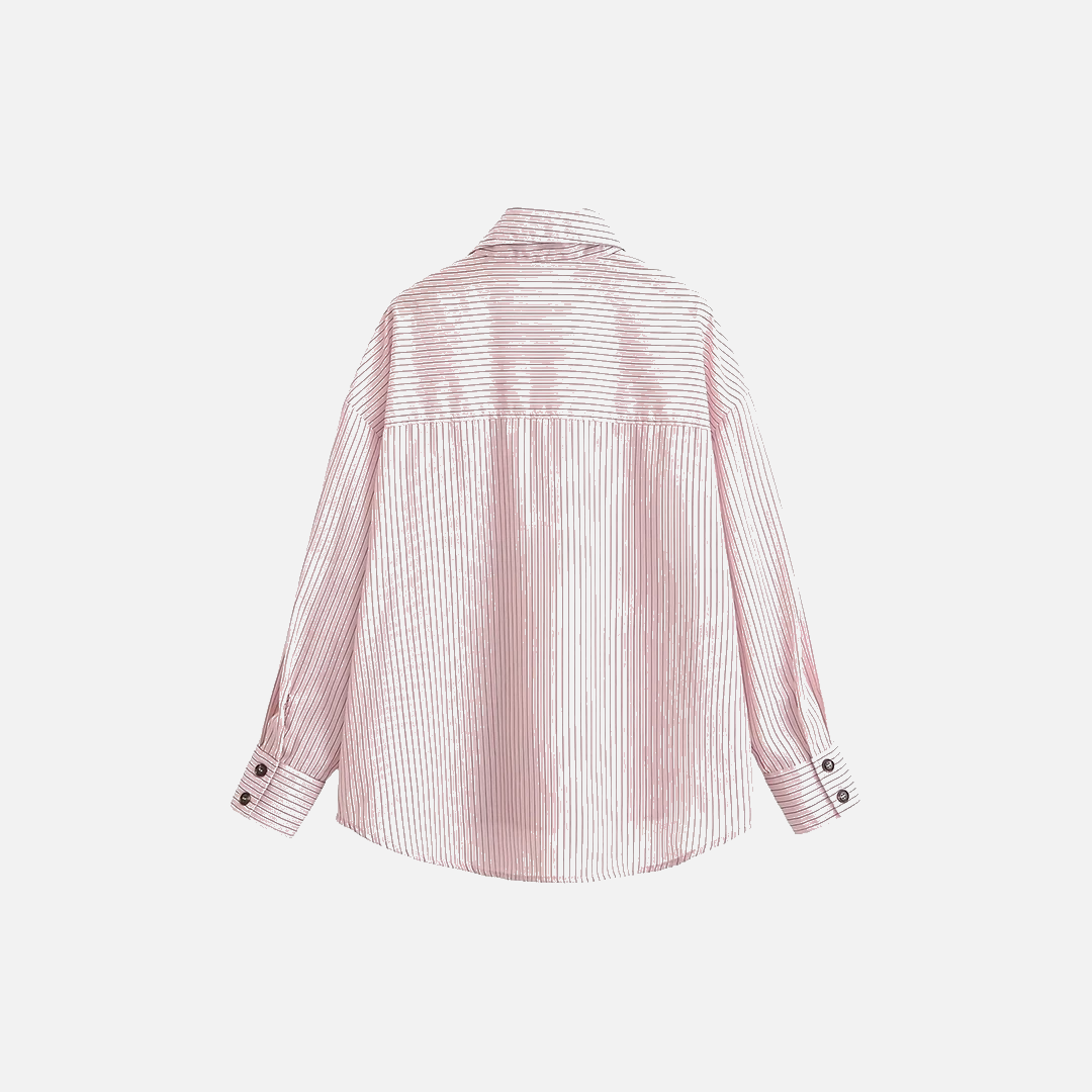 Women Pink Striped High Neck Shirt