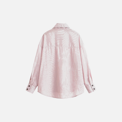 Women Pink Striped High Neck Shirt