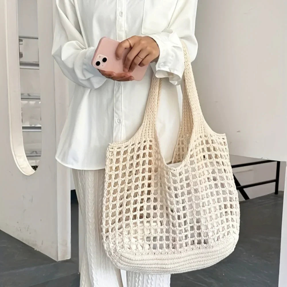 Hollow Out Woven Knitted Shoulder Bag