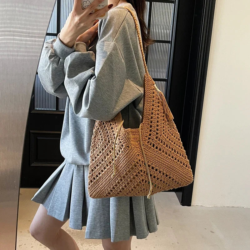 Crochet Women Summer Beach Tote Bags