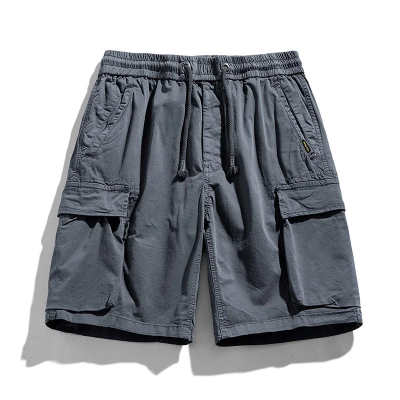 Solid Elastic Waist  Multi Pocket Short