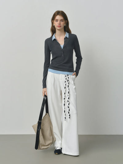 Knit Cable V-neck Sweater
