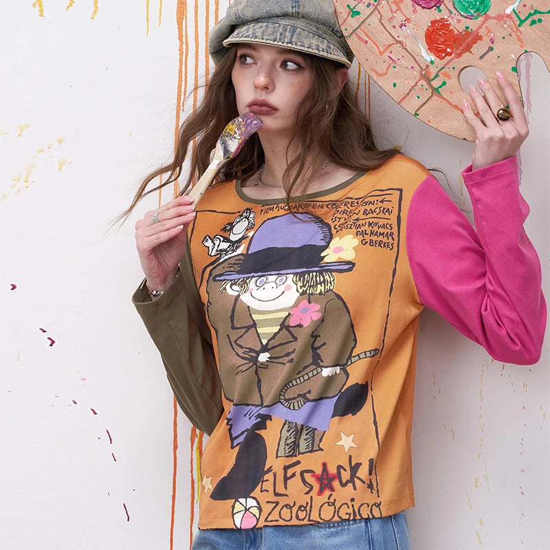 Novelty Colorful Sleeves Top