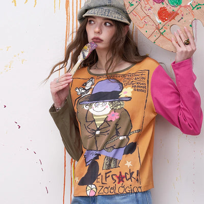 Novelty Colorful Sleeves Top