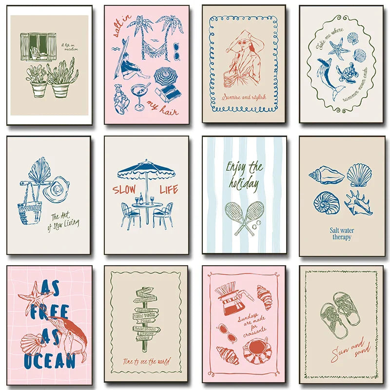 Pósteres de minimalismo relajante junto al mar