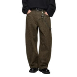 Vintage Leopard Print Straight-leg Pants