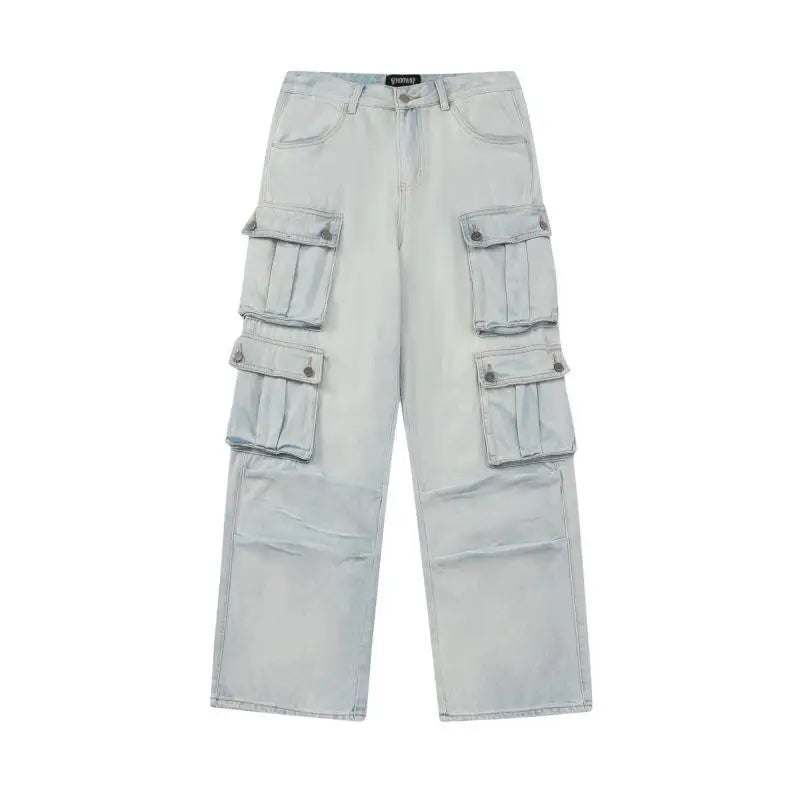 Y2K Belted Washed Cargo Jeans