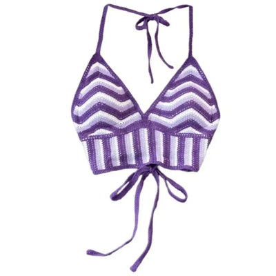 Handmade Knitted Sexy Halter Women Top Crochet