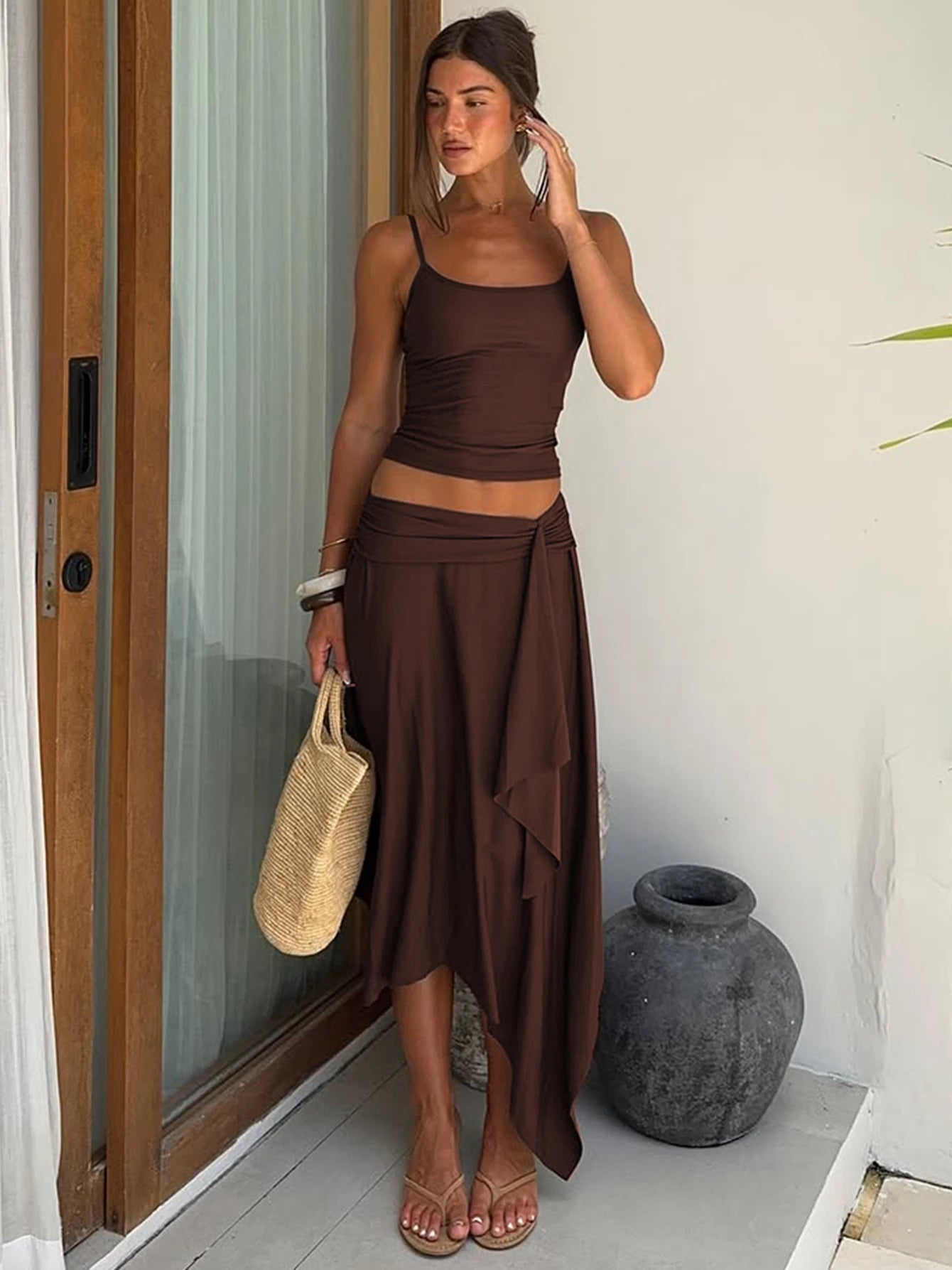 Old Money Irregular Skirt & Cami Top Women's Outfit