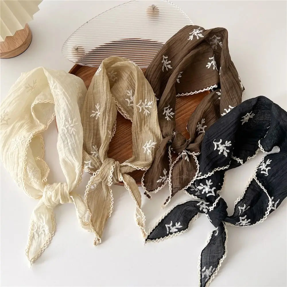 Floral Lace Triangular Head Scarf